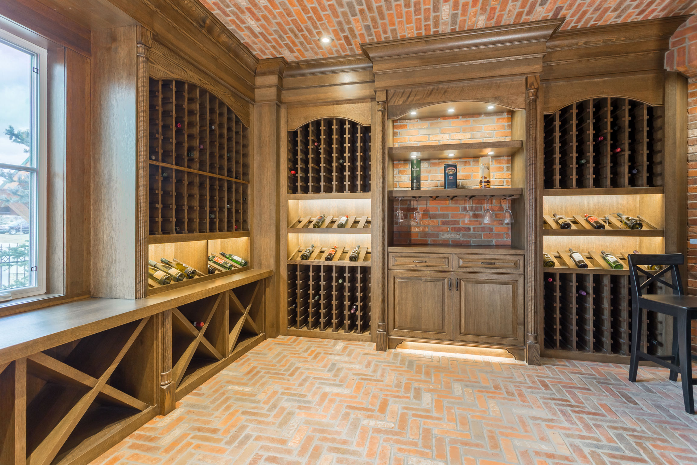 Custom wine room cabinetry